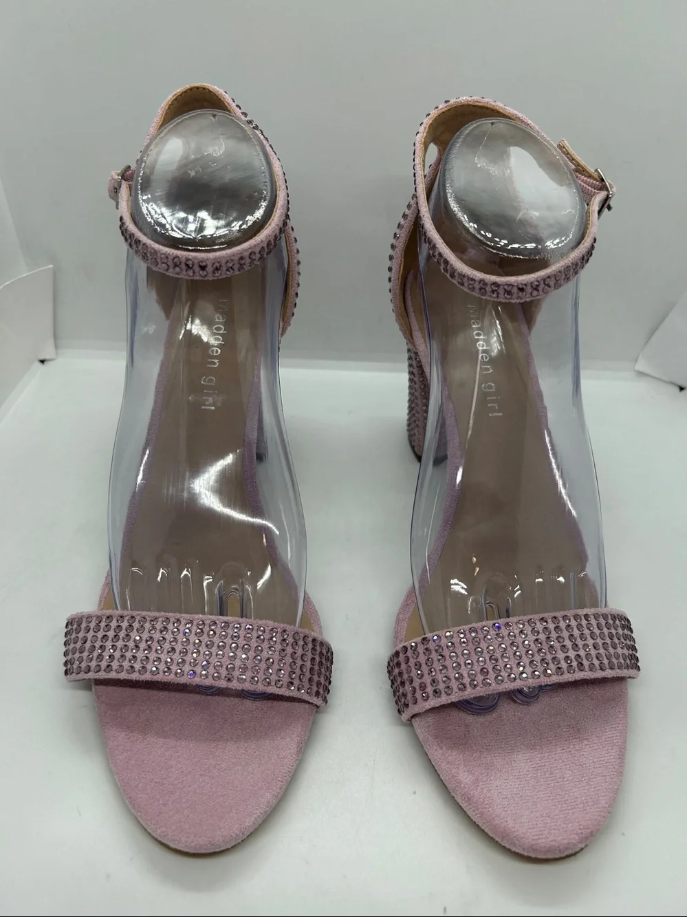 Madden Girl Bella HS Lavender-Pink Rhinestone Round Toe High Heel Shoes Size 10M